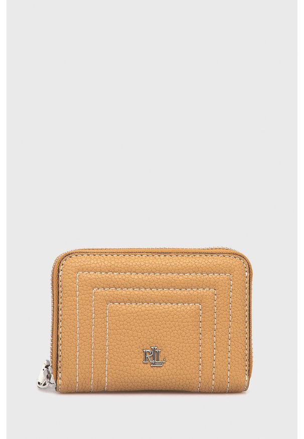 Lauren Ralph Lauren Portfel skórzany damski kolor brązowy. Kolor: brązowy. Materiał: skóra. Wzór: gładki