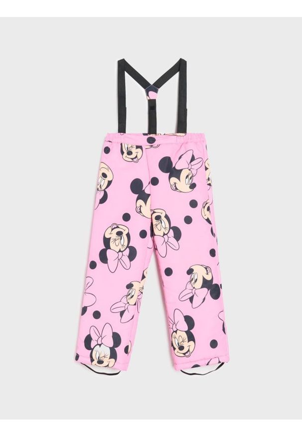 Sinsay - Spodnie na szelkach Minnie Mouse - różowy. Kolor: różowy. Wzór: motyw z bajki
