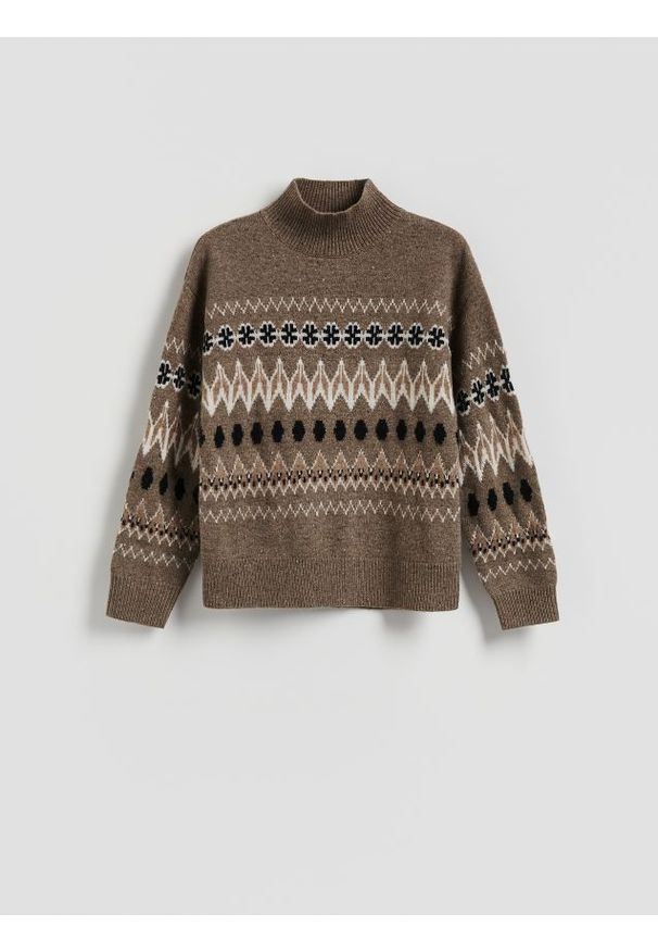 Reserved - Wełniany sweter - wielobarwny. Materiał: wełna