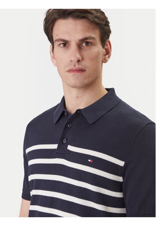 TOMMY HILFIGER - Tommy Hilfiger Polo Essential MW0MW37396 Granatowy Regular Fit. Typ kołnierza: polo. Kolor: niebieski. Materiał: bawełna