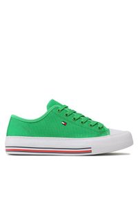 TOMMY HILFIGER - Tommy Hilfiger Trampki Low Cut Lace-Up Sneaker T3A9-32677-0890 Zielony. Kolor: zielony. Materiał: materiał
