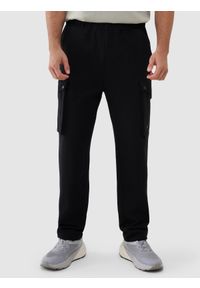 4f - 4F Spodnie casual cargo męskie - czarne 3XL. Okazja: na co dzień. Kolor: czarny. Materiał: tkanina, materiał, poliester, bawełna. Styl: casual
