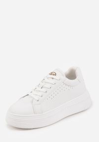 Renee - Białe Sneakersy VICES Ozdobione Gwiazdą i Błyszczącą Wstawką Oranatta. Okazja: na co dzień. Kolor: biały. Materiał: jeans. Wzór: aplikacja #3