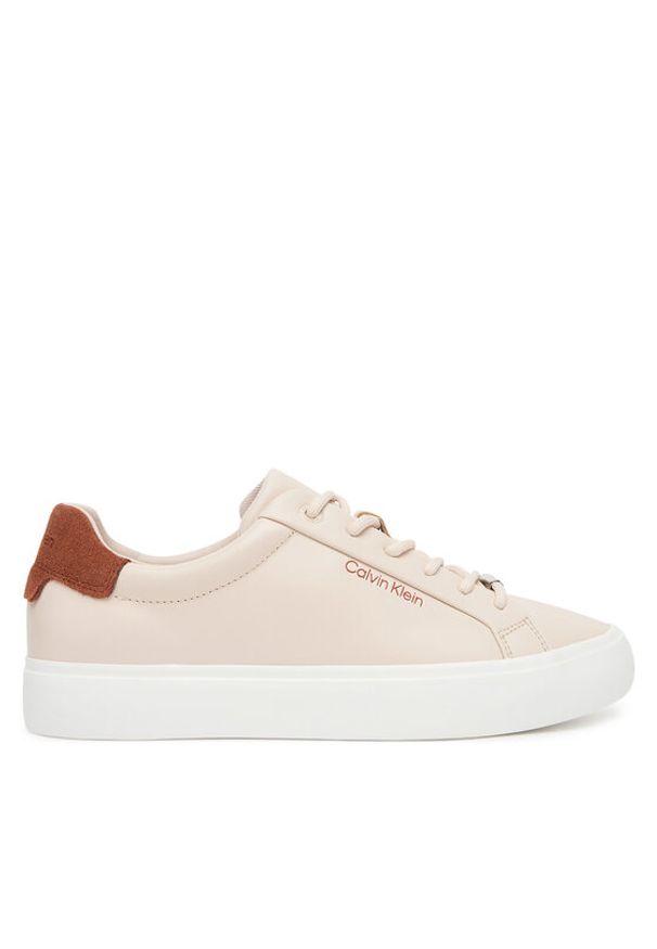 Calvin Klein Sneakersy Vulc Lace Up Lth W/Sue Bt HW0HW02571 Beżowy. Kolor: beżowy. Materiał: skóra