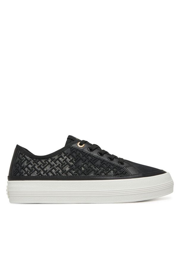 TOMMY HILFIGER - Tommy Hilfiger Sneakersy Vulc Embroidered Sneaker FW0FW08685 Czarny. Kolor: czarny. Materiał: materiał