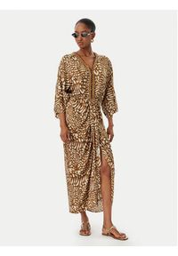 LOLA CASADEMUNT Sukienka letnia LS2616031 Brązowy Relaxed Fit. Kolor: brązowy. Materiał: wiskoza. Sezon: lato #4
