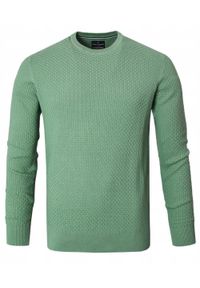 Lekki, Męski Sweter Bawełniany - Pako Jeans - Jasnozielony. Okazja: na spotkanie biznesowe, do pracy. Kolor: zielony. Materiał: bawełna. Styl: biznesowy, klasyczny #1