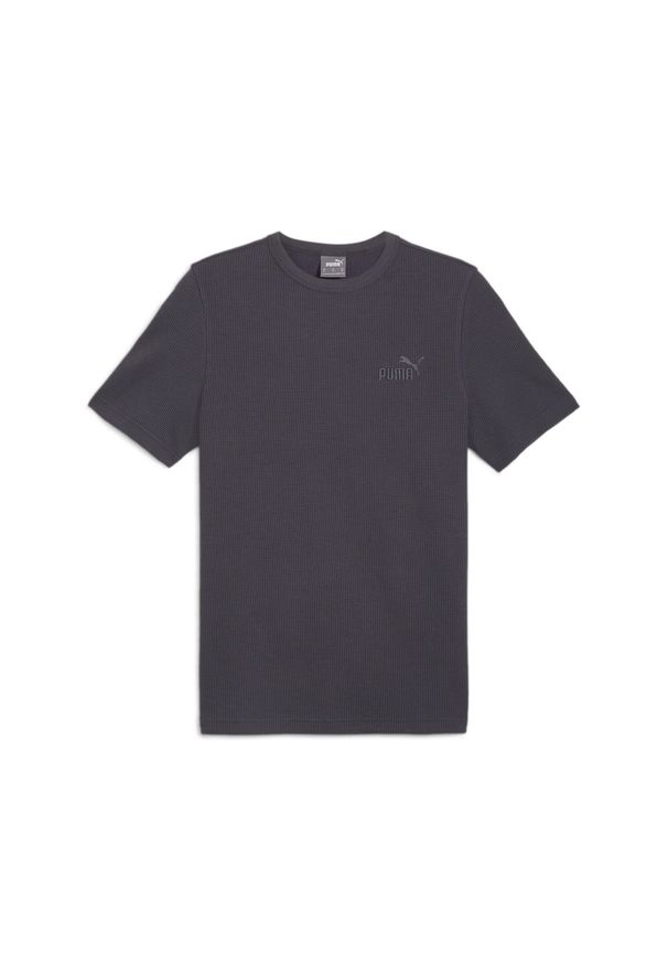 Puma - Męska koszulka z waflowym splotem ESS ELEVATED PUMA Galactic Gray. Kolor: szary. Wzór: ze splotem. Sport: joga i pilates