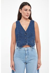Liu Jo - Kamizelka damska jeansowa z cyrkoniami LIU JO. Materiał: jeans #5