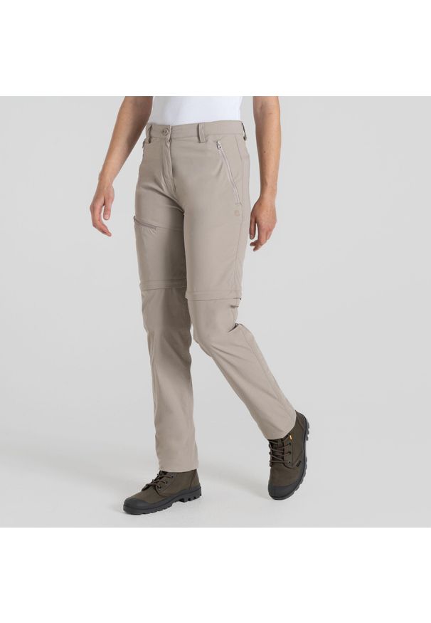 CRAGHOPPERS - Spodnie turystyczne damskie Craghoppers NosiLife Pro Convertible Trouser III. Kolor: beżowy. Sezon: lato. Sport: turystyka piesza