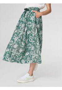 Spódnica midi damska TBS Janiejup. Kolor: zielony, biały, wielokolorowy. Styl: elegancki