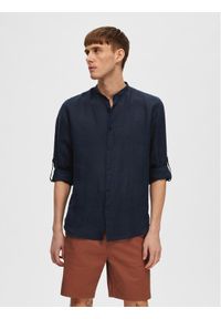 Selected Homme Koszula 16088372 Granatowy Regular Fit. Kolor: niebieski. Materiał: len