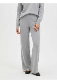 Sinsay - Dzianinowe spodnie z elastycznym pasem - szary. Kolor: szary. Materiał: dzianina #1
