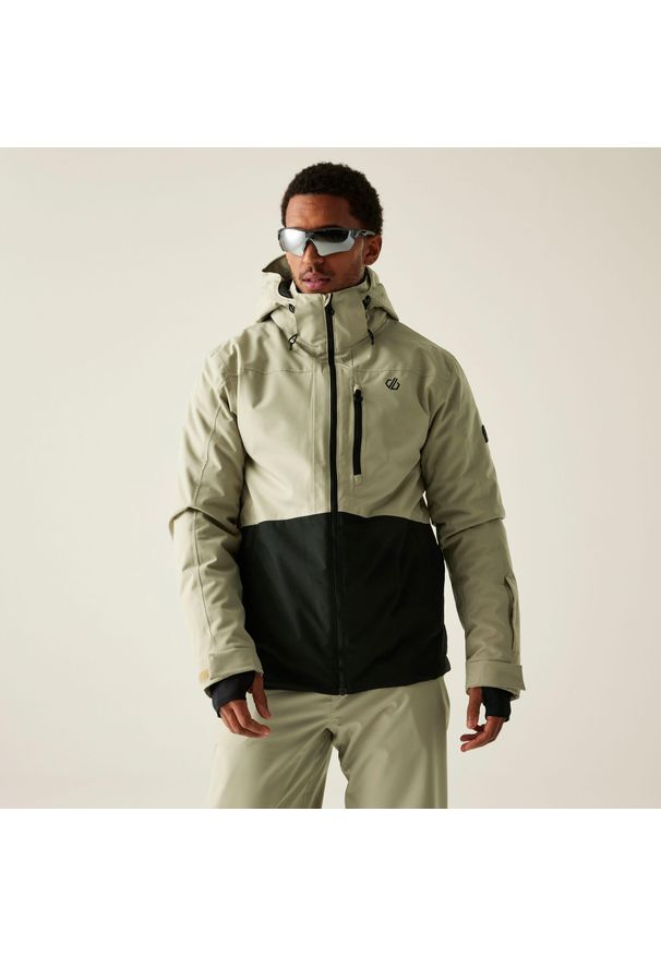 DARE 2B - Męska wodoodporna kurtka narciarska Edge III. Kolor: czarny, beżowy, wielokolorowy. Materiał: materiał. Sezon: zima. Sport: narciarstwo