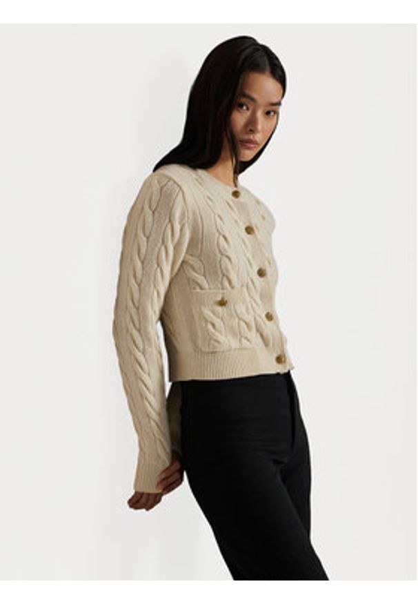 Polo Ralph Lauren Kardigan 211978312500 Écru Regular Fit. Typ kołnierza: polo. Materiał: wełna