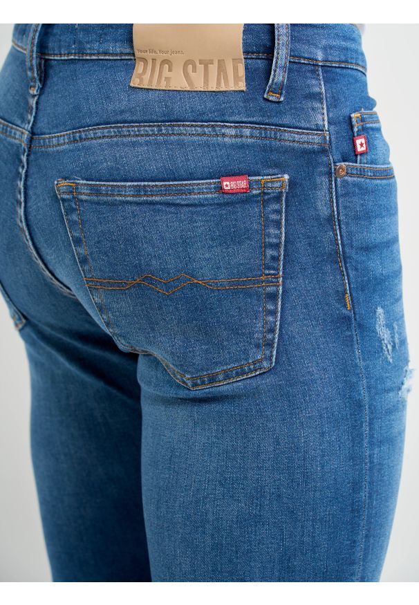 Big-Star - Jeansy męskie skinny z przetarciami niebieskie Deric 368. Stan: obniżony. Kolor: niebieski. Styl: elegancki