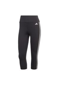 Legginsy treningowe Adidas Train Essentials 3-Stripes High-Waisted 3/4. Kolor: czarny. Materiał: materiał. Sport: fitness