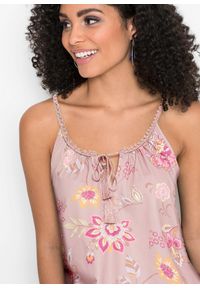 bonprix - Top na cienkich ramiączkach. Kolor: różowy. Materiał: koronka. Długość rękawa: na ramiączkach. Wzór: aplikacja, koronka, kwiaty #3