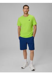 4f - 4F T-shirt regular gładki męski - zielony S. Okazja: na co dzień. Kolor: zielony. Materiał: materiał. Wzór: gładki. Styl: casual, klasyczny #2