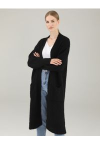 Unisono - GŁADKI SWETER O DŁUŻSZYM FASONIE 218-7411 NERO. Materiał: nylon, moher, wełna, akryl. Długość: długie. Wzór: gładki