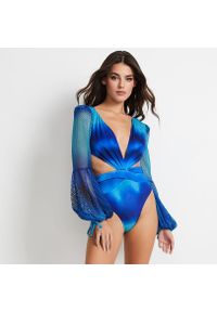 Intica - Strój kąpielowy z długim rękawem UV szybkoschnący na plażę Stina. Kolor: niebieski. Materiał: materiał, skóra. Długość: długie #2