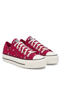 Converse Trampki Chuck Taylor All Star Lift Platform Embroidered Floral Patchwork A15535C Bordowy. Kolor: czerwony. Materiał: materiał. Obcas: na platformie #3