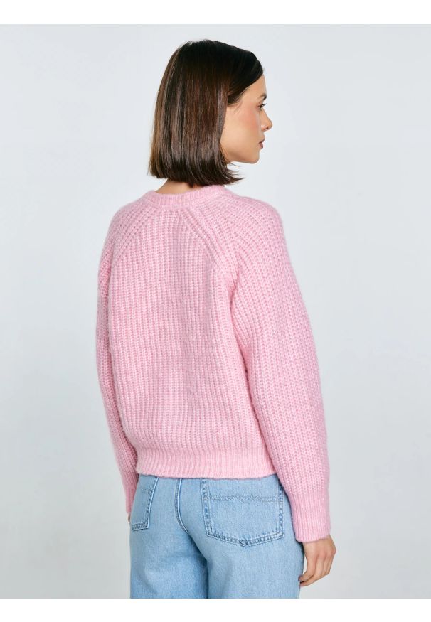 Big-Star - Kardigan damski różowy Rosina 600. Kolor: różowy. Materiał: skóra, materiał. Długość: krótkie