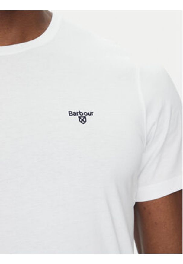 Barbour T-Shirt Essential Sports MTS0331WH11 Biały Tailored Fit. Kolor: biały. Materiał: bawełna