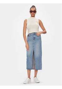 Vero Moda Bluzka Gold 10297855 Beżowy Slim Fit. Kolor: beżowy. Materiał: syntetyk, wiskoza #3