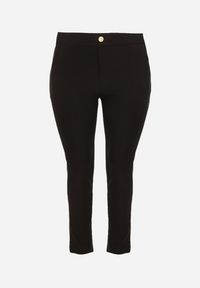 Born2be - Czarne Spodnie Ozdobione Imitacją Kieszeni Faliona. Okazja: na co dzień. Kolor: czarny. Wzór: aplikacja. Styl: casual, elegancki