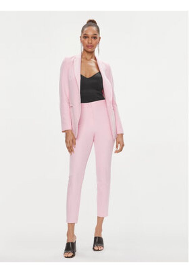 Kontatto Spodnie materiałowe CO901 Różowy Slim Fit. Kolor: różowy. Materiał: syntetyk