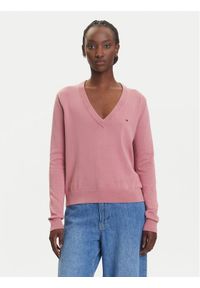 Tommy Jeans Sweter Essential DW0DW19888 Różowy Regular Fit. Kolor: różowy. Materiał: bawełna