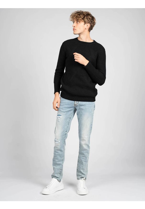 Marciano Guess Sweter "Megan" | 0BG505 5600Z | Megan | Mężczyzna | Czarny. Okazja: na co dzień. Kolor: czarny. Materiał: wełna, poliamid. Wzór: aplikacja, ze splotem. Styl: casual