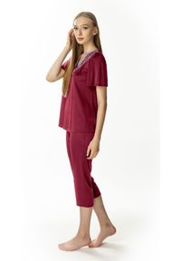 MEWA Lingerie - Dwuczęściowa piżama damska Xenia krótki rękaw. Materiał: wiskoza, materiał, jedwab, dzianina, poliamid. Długość: krótkie. Wzór: aplikacja