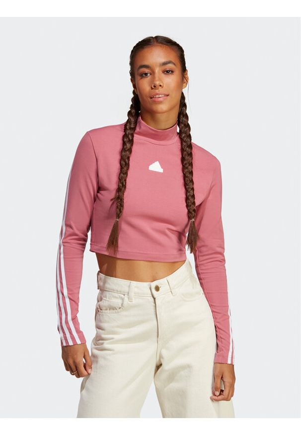 Adidas - adidas Bluzka Future Icons 3-Stripes Mock Neck Top IB8525 Różowy Slim Fit. Kolor: różowy. Materiał: bawełna
