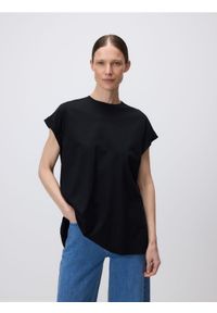 Reserved - T-shirt z modalem - czarny. Kolor: czarny. Materiał: bawełna #1