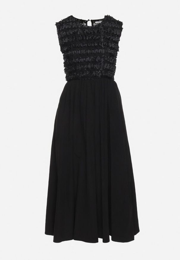 Born2be - Czarna Taliowana Sukienka bez Rękawów z Rozkloszowaniem i Gumką w Pasie Vimareth. Okazja: na imprezę. Kolor: czarny. Długość rękawa: bez rękawów. Sezon: lato. Styl: elegancki