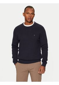 TOMMY HILFIGER - Tommy Hilfiger Sweter MW0MW37400 Granatowy Slim Fit. Kolor: niebieski. Materiał: bawełna