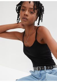 bonprix - Bawełniany top na cienkich ramiączkach (2 szt.). Kolor: biały. Materiał: bawełna. Długość rękawa: na ramiączkach. Wzór: prążki. Styl: klasyczny #1