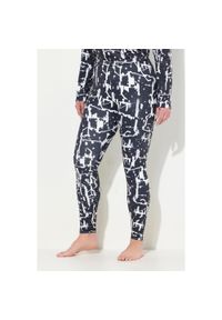 ULLA POPKEN - Damskie Legginsy funkcyjne z nadrukiem szybkoschnące z recyklingu. Kolekcja: plus size. Kolor: czarny. Materiał: elastan, poliester, materiał. Wzór: nadruk