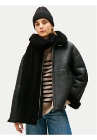 TOMMY HILFIGER - Tommy Hilfiger Zestaw Szalik i Czapka Flag Fluffy AW0AW17994 Czarny. Kolor: czarny. Materiał: poliester, materiał