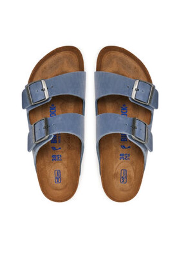 Birkenstock Klapki Arizona Sfb 1030864 Niebieski. Kolor: niebieski. Materiał: skóra, nubuk
