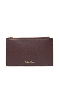 Calvin Klein Duży Portfel Damski Foil Logo Top Zip Cardcase LV04F1090G Bordowy. Kolor: czerwony. Materiał: skóra