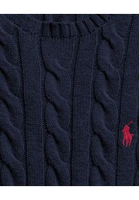 Ralph Lauren - RALPH LAUREN - Granatowy sweter z bawełny. Okazja: na co dzień. Typ kołnierza: polo. Kolor: niebieski. Materiał: bawełna. Styl: casual, sportowy #3