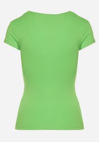 Born2be - Jasnozielony Bawełniany T-shirt z Ozdobnym Nadrukiem Ianestra. Kolor: zielony. Materiał: bawełna. Wzór: nadruk. Sezon: lato