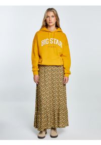Big-Star - Bluza damska z kapturem z logo BIG STAR żółta Rubialsa 203. Okazja: na uczelnię, na spacer. Typ kołnierza: kaptur. Kolor: złoty. Materiał: dzianina, jeans. Wzór: aplikacja. Styl: klasyczny, elegancki #2