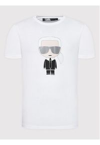 Karl Lagerfeld - KARL LAGERFELD T-Shirt Crewneck 755071 Biały Regular Fit. Typ kołnierza: dekolt w karo. Kolor: biały. Materiał: bawełna #2