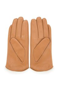 Wittchen - Damskie rękawiczki skórzane dziurkowane camelowe. Materiał: skóra. Wzór: ażurowy. Styl: klasyczny, elegancki