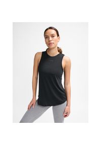 Damski tank top Hummel MT Vanja. Kolor: czarny. Materiał: materiał, poliester, dzianina, bawełna. Długość rękawa: bez rękawów. Wzór: nadruk. Sport: fitness