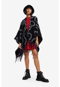 Desigual poncho dwustronne kolor czarny. Kolor: czarny. Materiał: dzianina #1